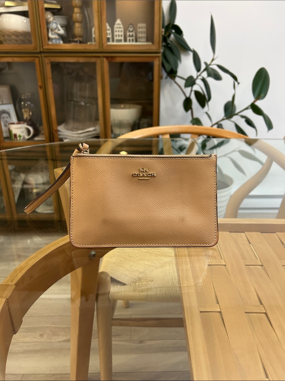 Coach Tan Leather Wristlet